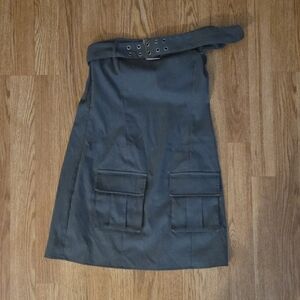 SHEIN Gray A-Line Knee-Length Cargo Skirt
